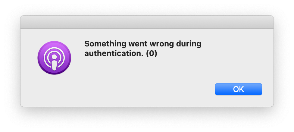 Podcasts warning message